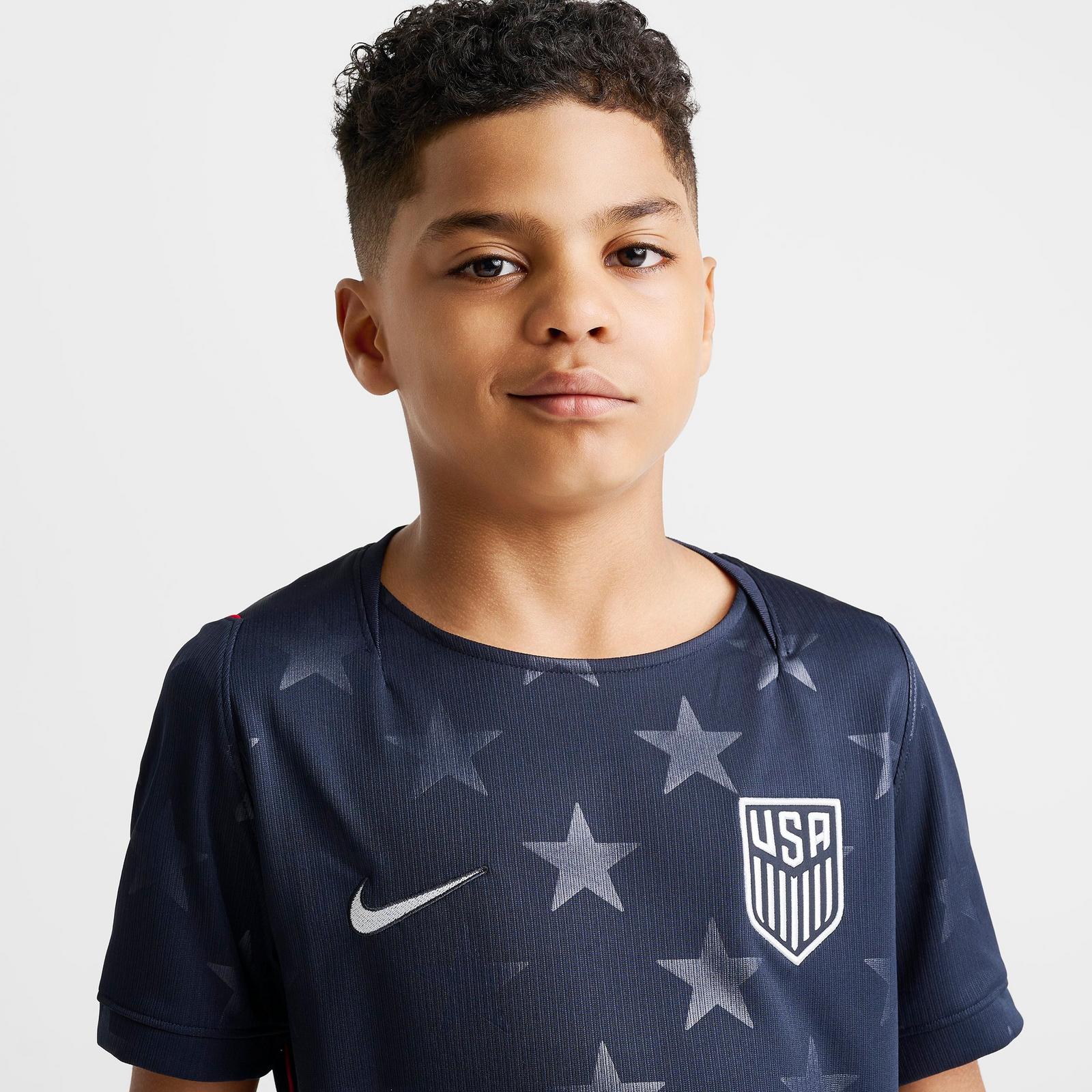 Big Kids' Nike USA 26 Stadium Away Dri-FIT Replica Soccer Jersey - Dark Obsidian/University Red
