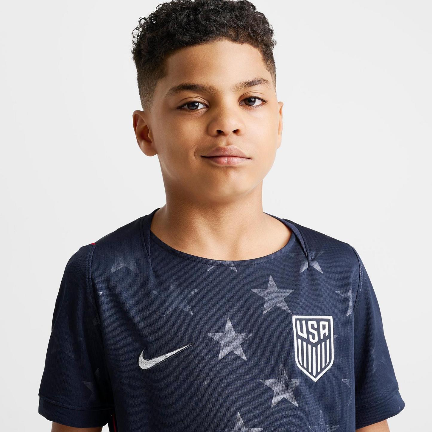 Big Kids' Nike USA 26 Stadium Away Dri-FIT Replica Soccer Jersey - Dark Obsidian/University Red