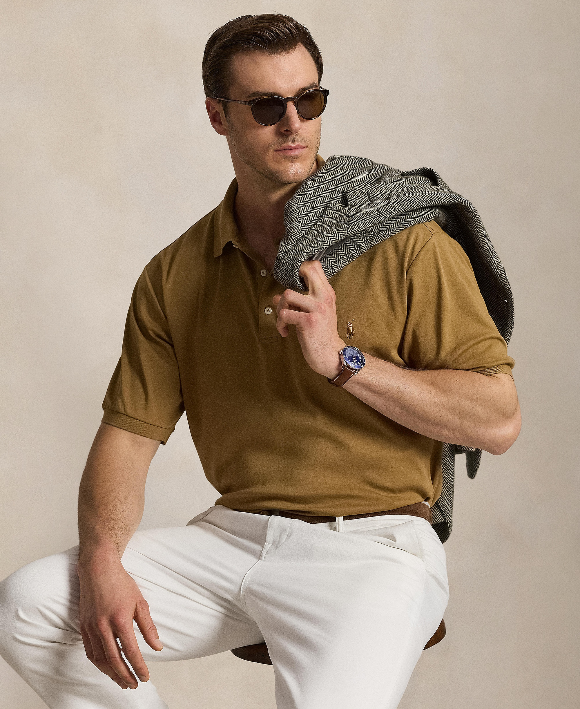 Polo Ralph Lauren Men's Big & Tall Solid Polo Shirt - Cafe Brown
