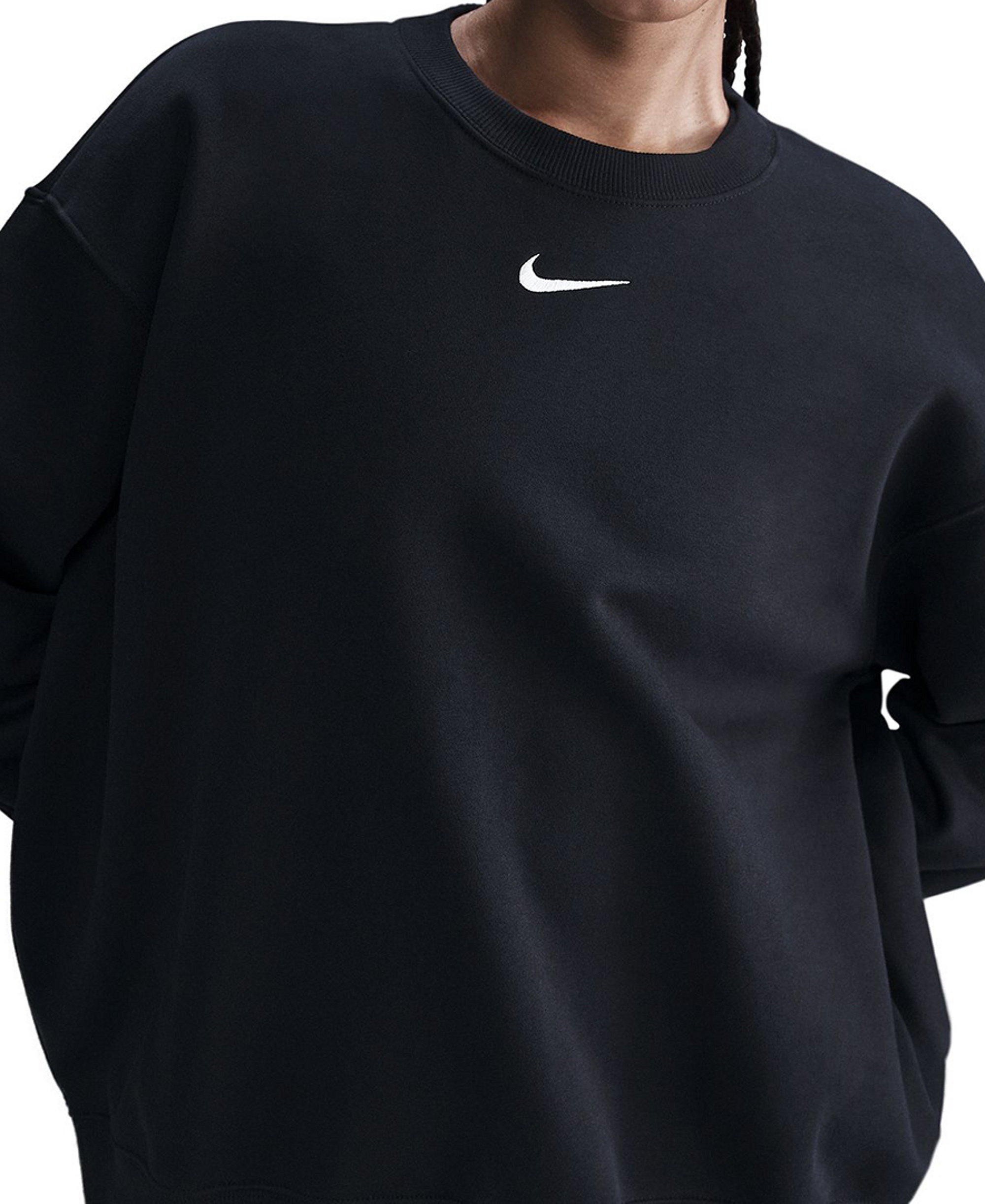 Nike Women's Sportswear Phoenix Fleece Oversized Crew Neck Sweatshirt - Black/Sail