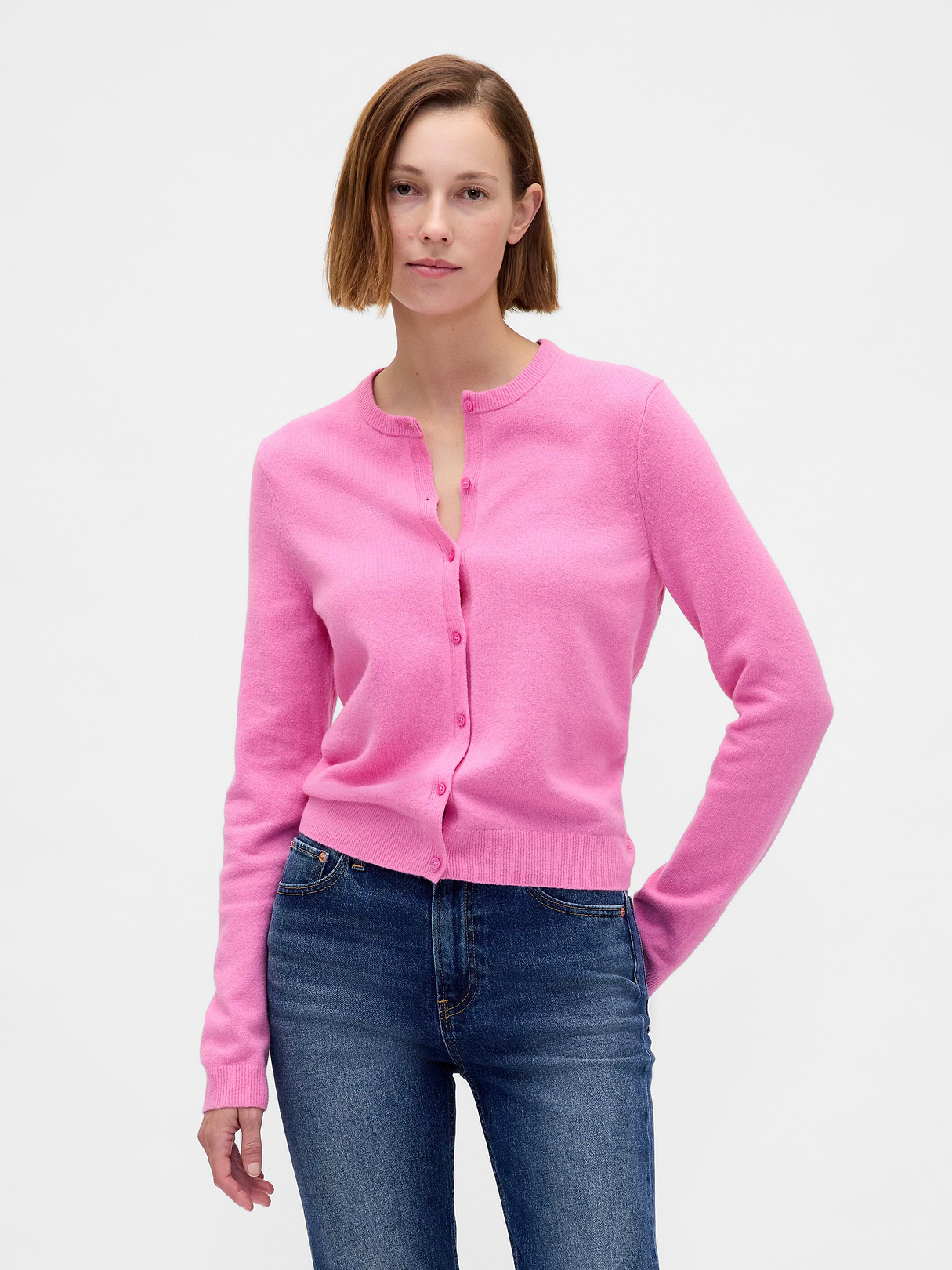 CashSoft Crop Cardigan - Pretty pink
