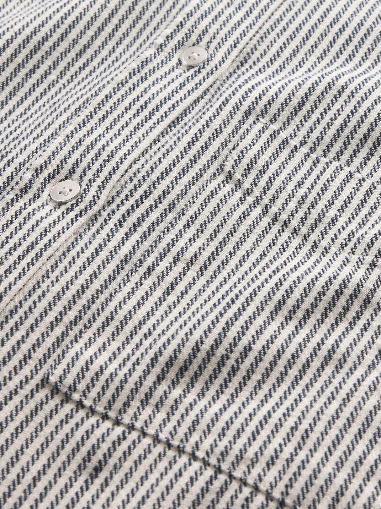 Linen-Cotton Oversized Shirt - Blue stripe