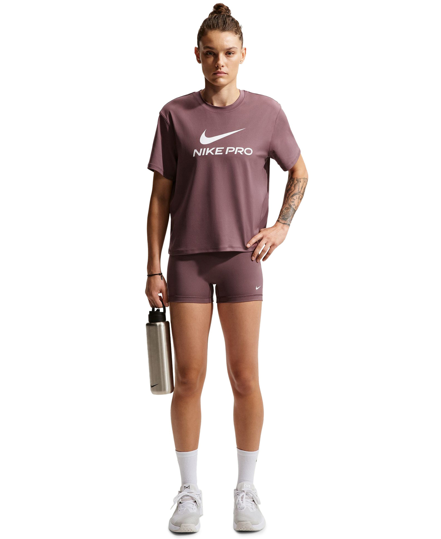 Nike Women's Mid-Rise Biker Shorts - Black/Pink Rise/white