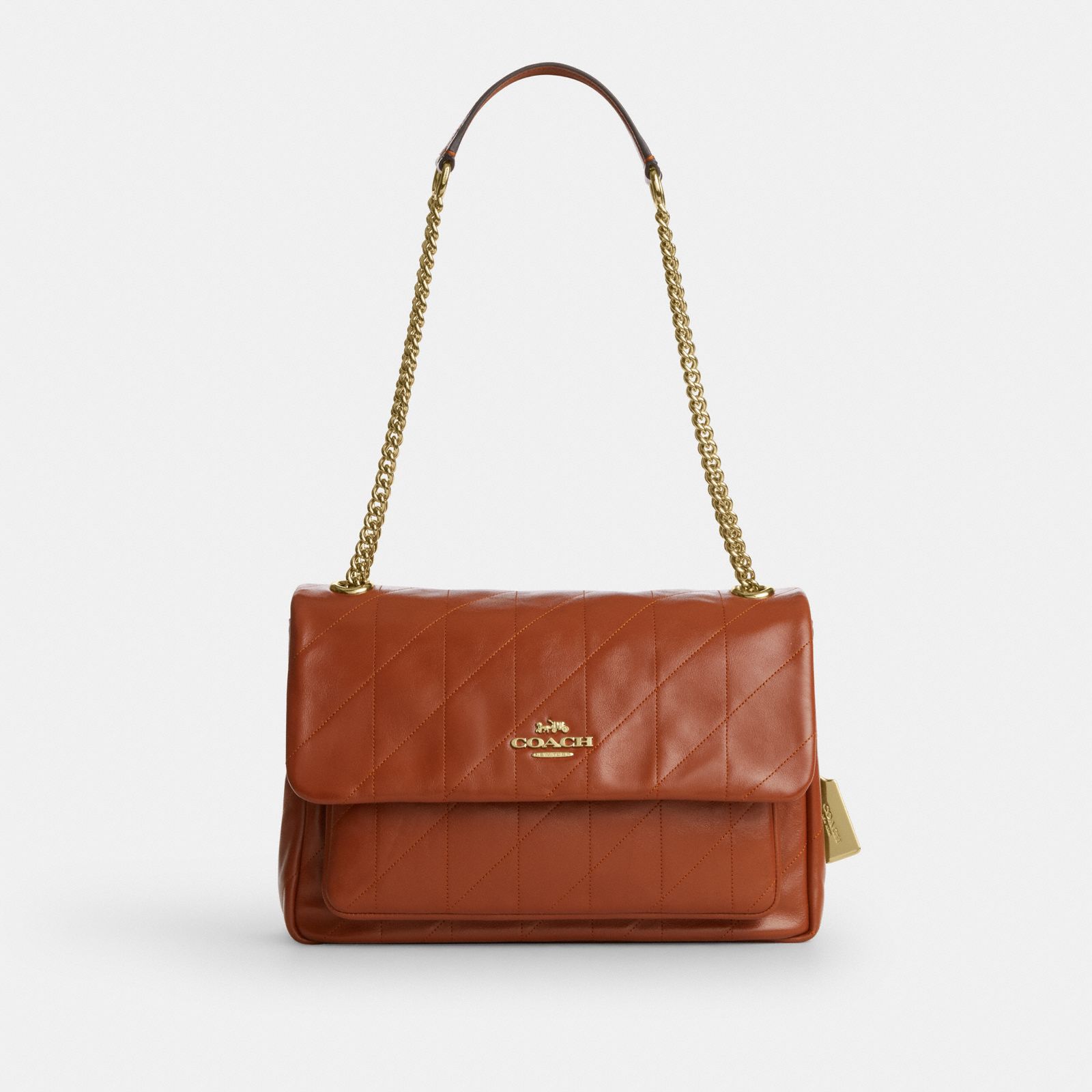 Elodie Crossbody Bag With Quilting - Gold/Cinnamon