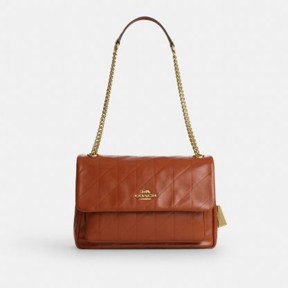 Elodie Crossbody Bag With Quilting - Gold/Cinnamon