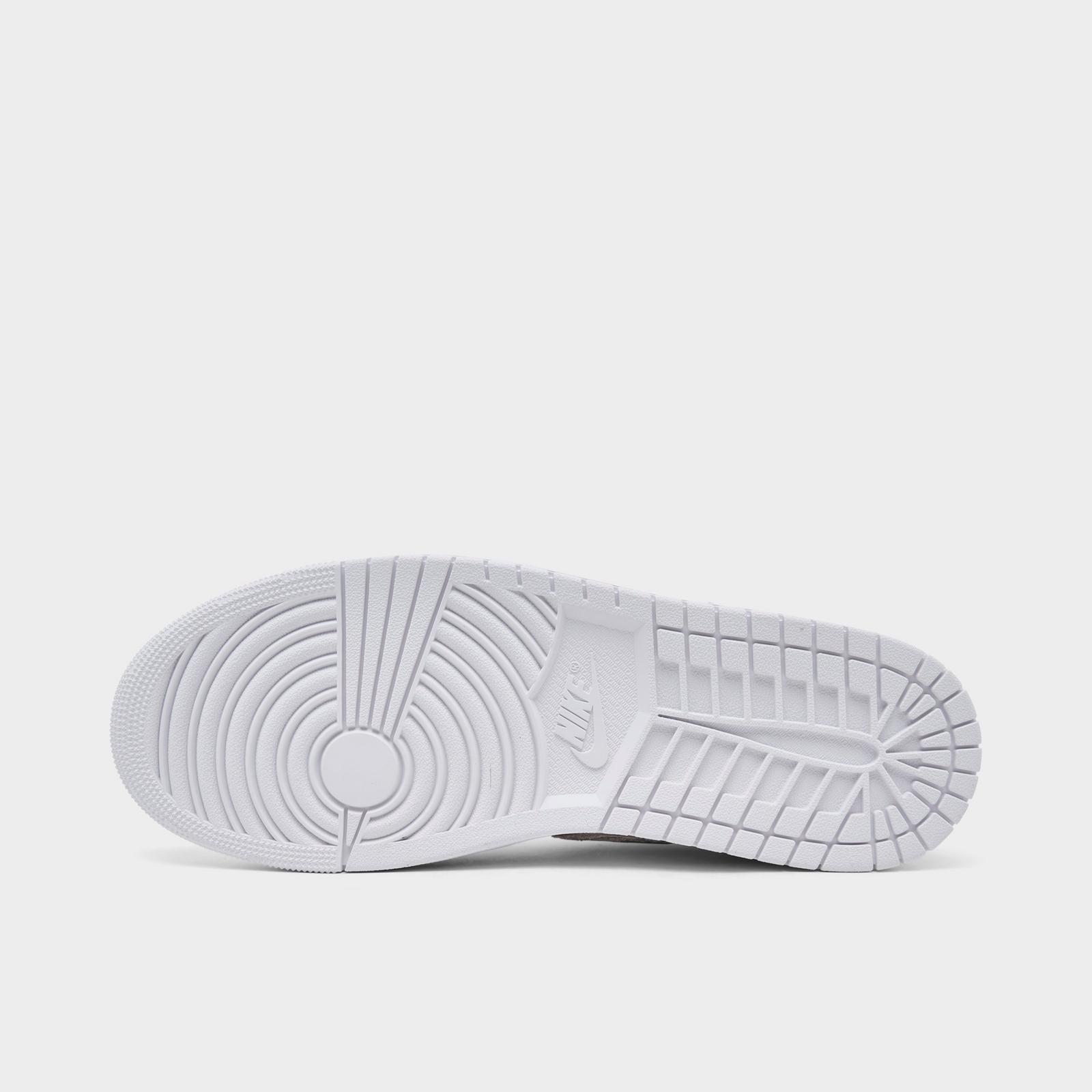 Men's Air Jordan Retro 1 Mid SE Casual Shoes - White/White/White/Field Silver - view 6