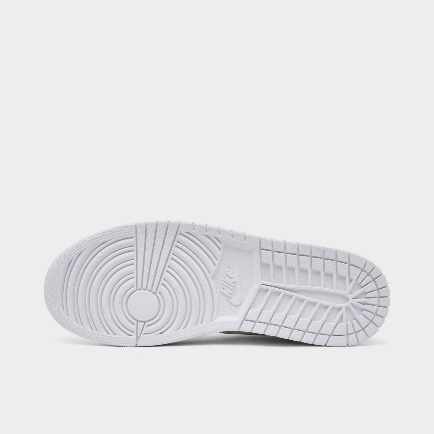 Men's Air Jordan Retro 1 Mid SE Casual Shoes - White/White/White/Field Silver - view 6