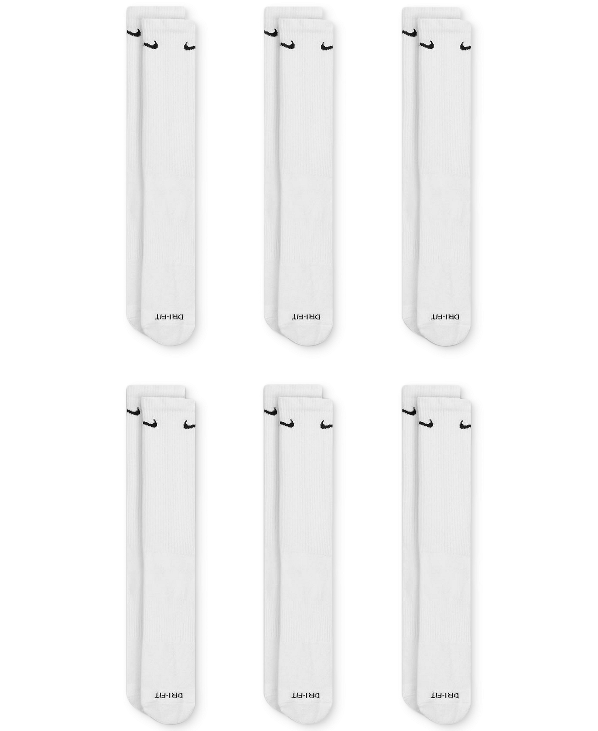 Nike Unisex Everyday Plus Cushioned Training Crew Socks, 6-Pack - White