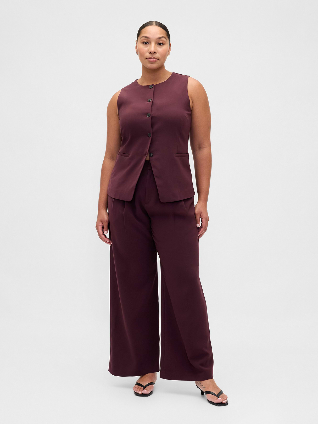 365 High Rise Pleated Trousers - Bordeaux purple