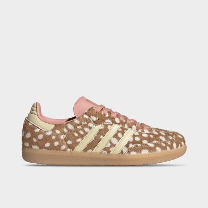 Women's adidas Originals Samba OG Casual Shoes - Part 5 - Brown Desert/Warm Vanilla/Wonder Mauve - Left shoe facing left. Outside of the shoe.