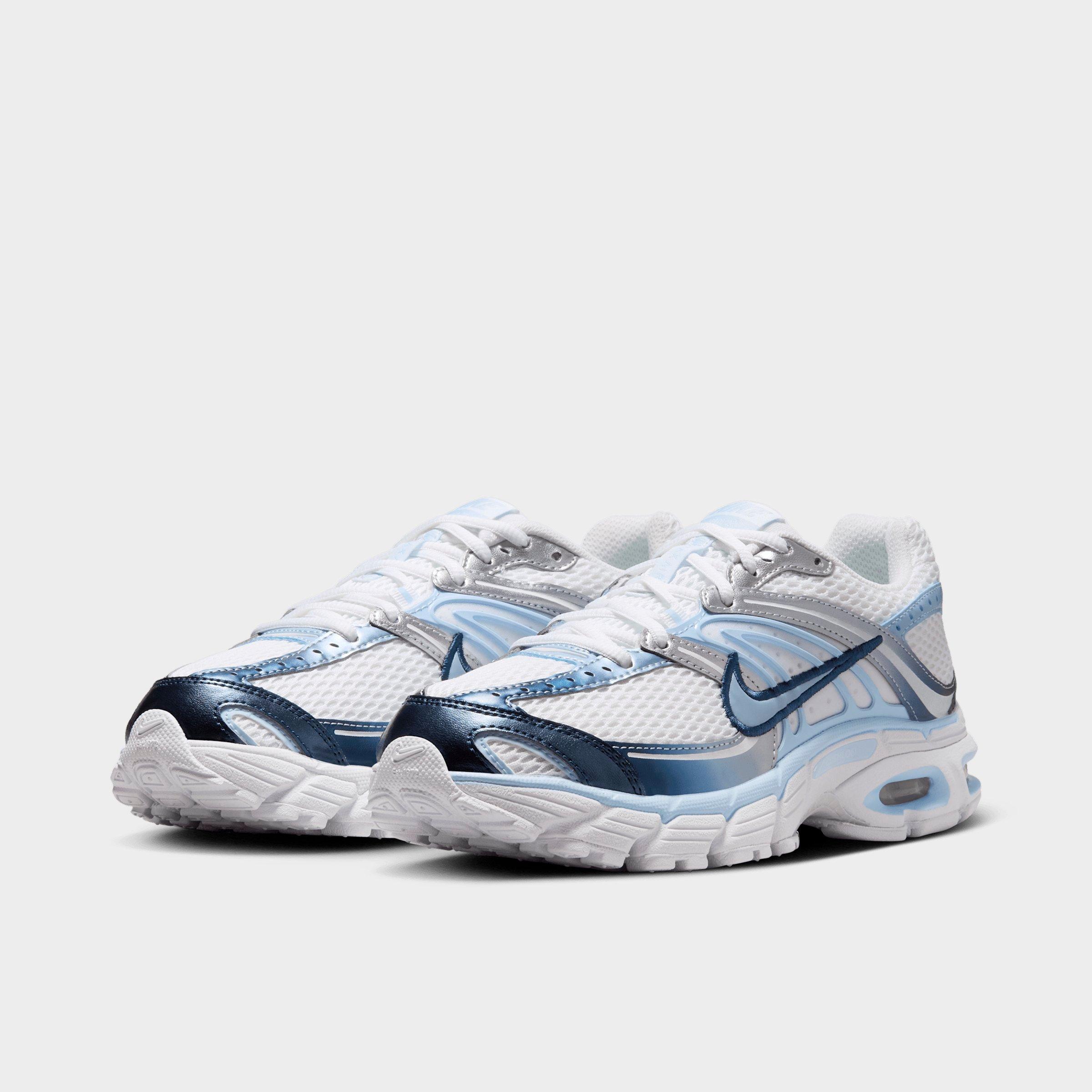 Women's Nithtke Air Max Moto 2K Casual Shoes - Part 2 - White/Metallic Silver/Midnight Navy/Hydrogen Blue - Both shoes facing left