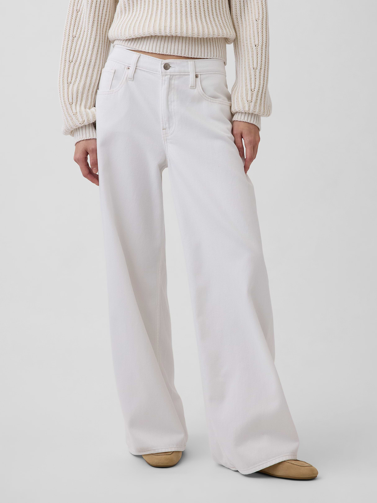 Low Slung Extra Baggy Jeans - Fresh white