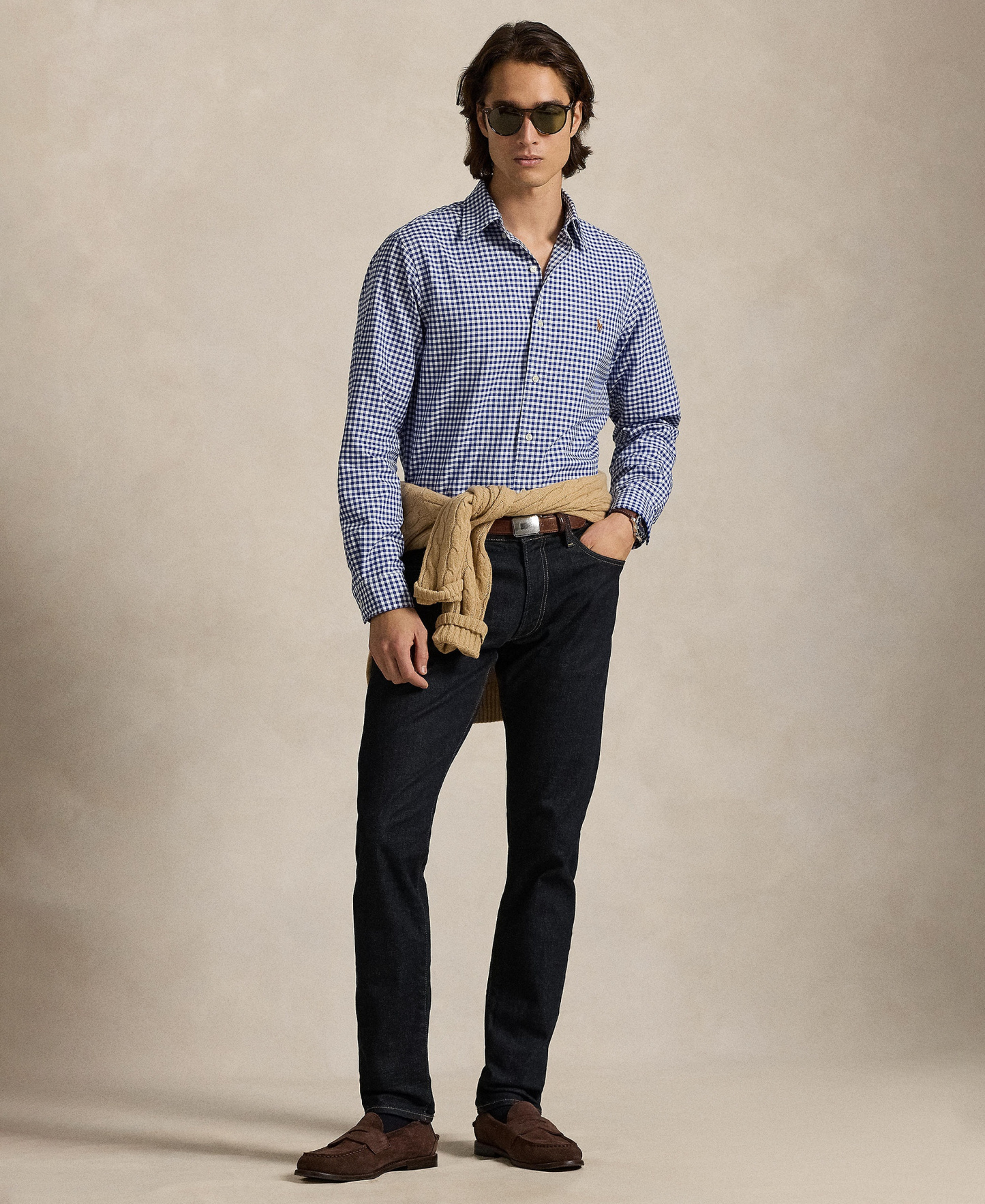 Polo Ralph Lauren Men's Classic-Fit Plaid Brushed Oxford Shirt - Blue/White Check