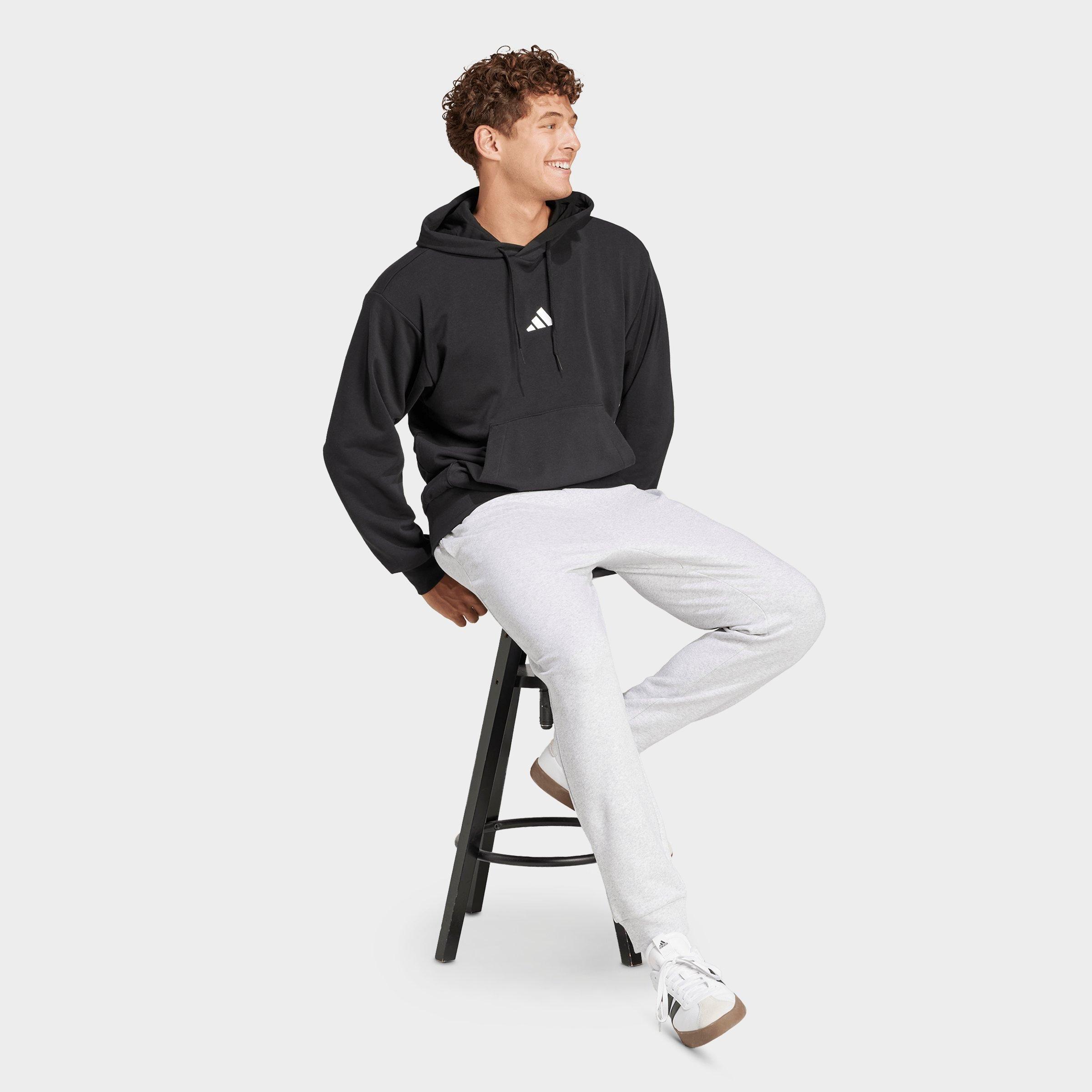 Men's adidas Essentials Feelcozy Fleece Jogger Pants - Light Grey Heather/Black