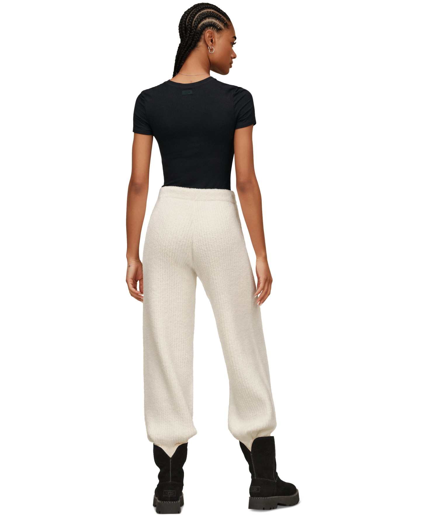 UGG® Women's Couria Straight-Leg Rib Mid-Rise Pants - White