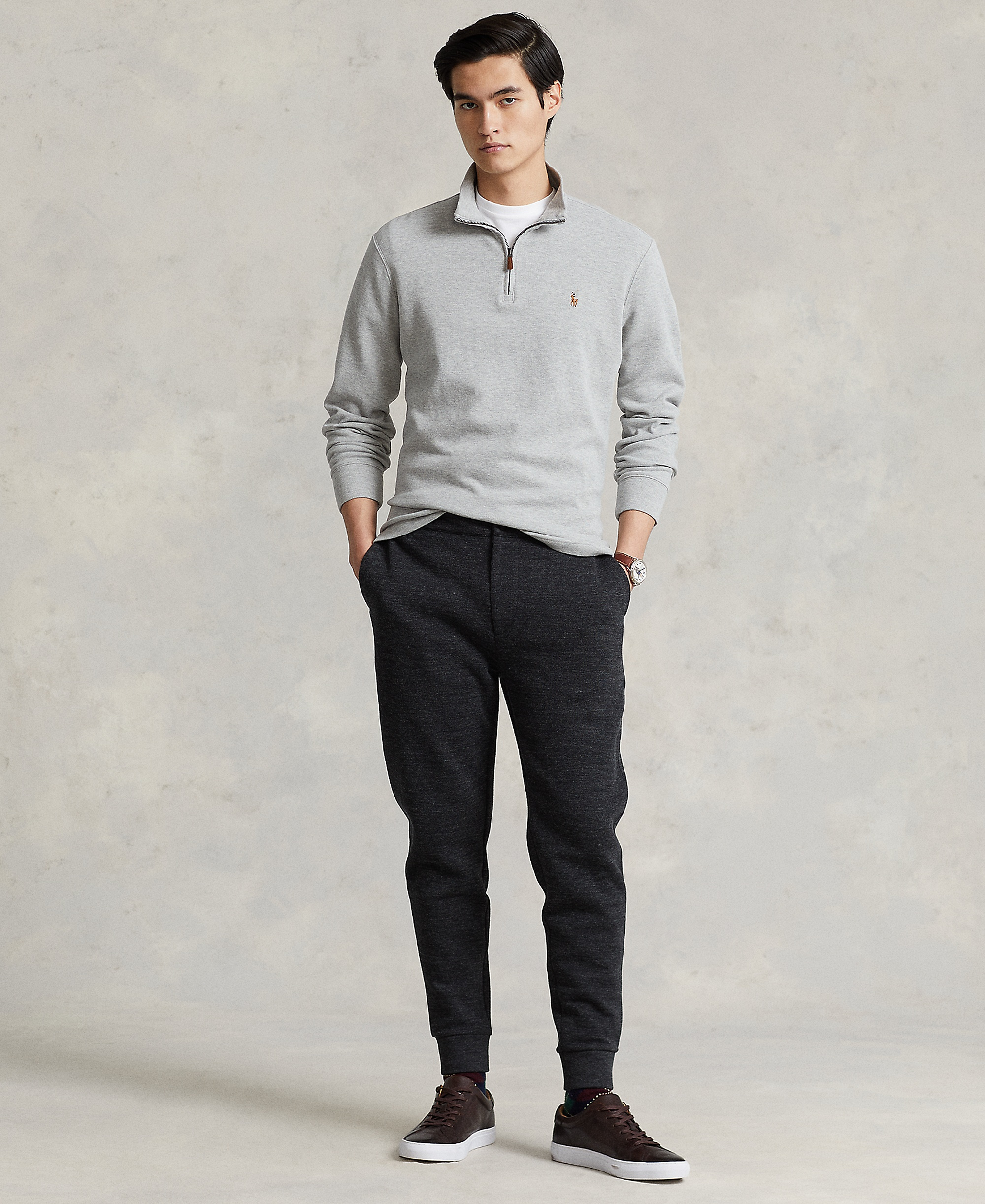 Polo Ralph Lauren Men's Estate-Rib Cotton Quarter-Zip Sweater - Andover Heather