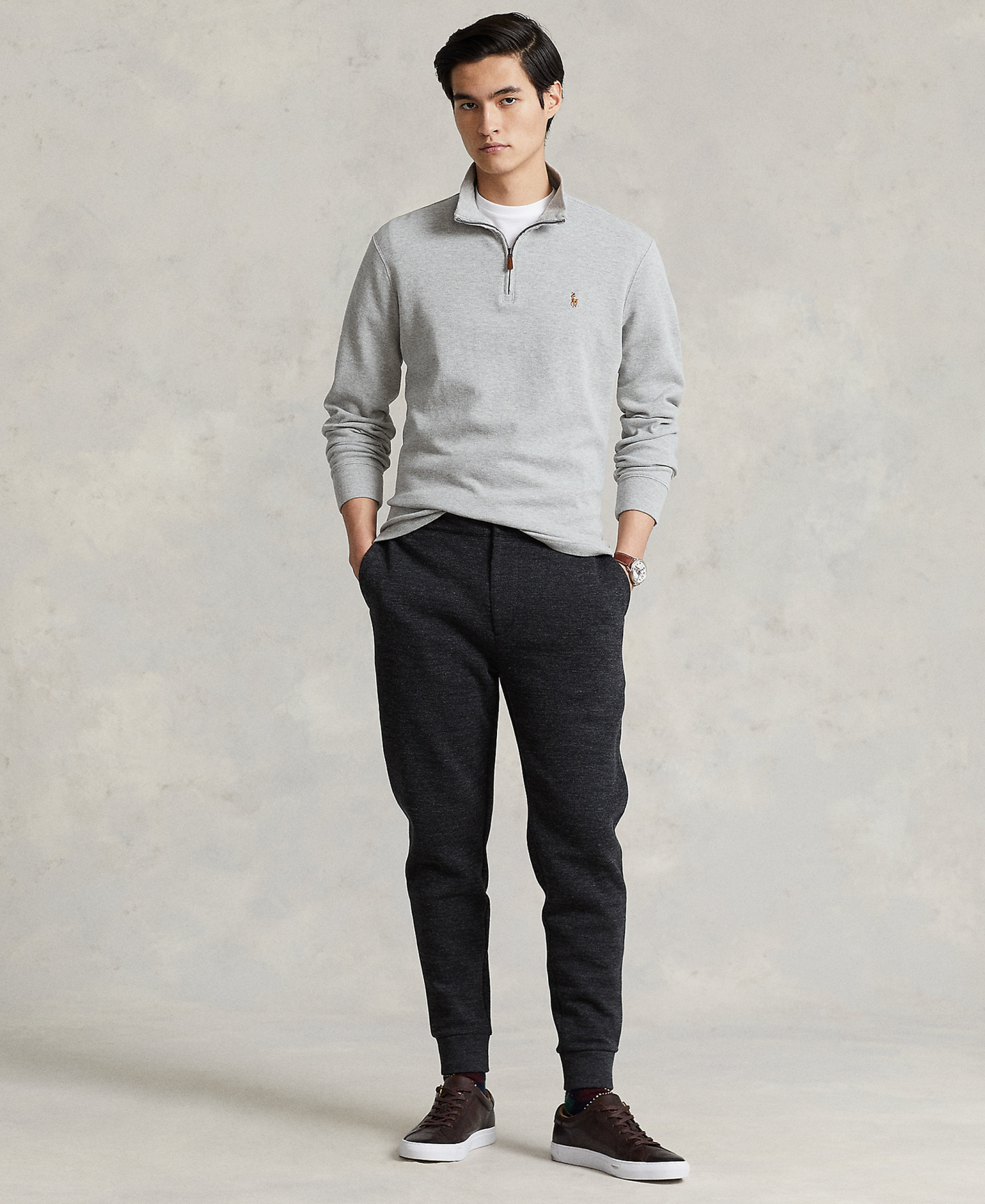 Polo Ralph Lauren Men's Estate-Rib Cotton Quarter-Zip Sweater - Andover Heather