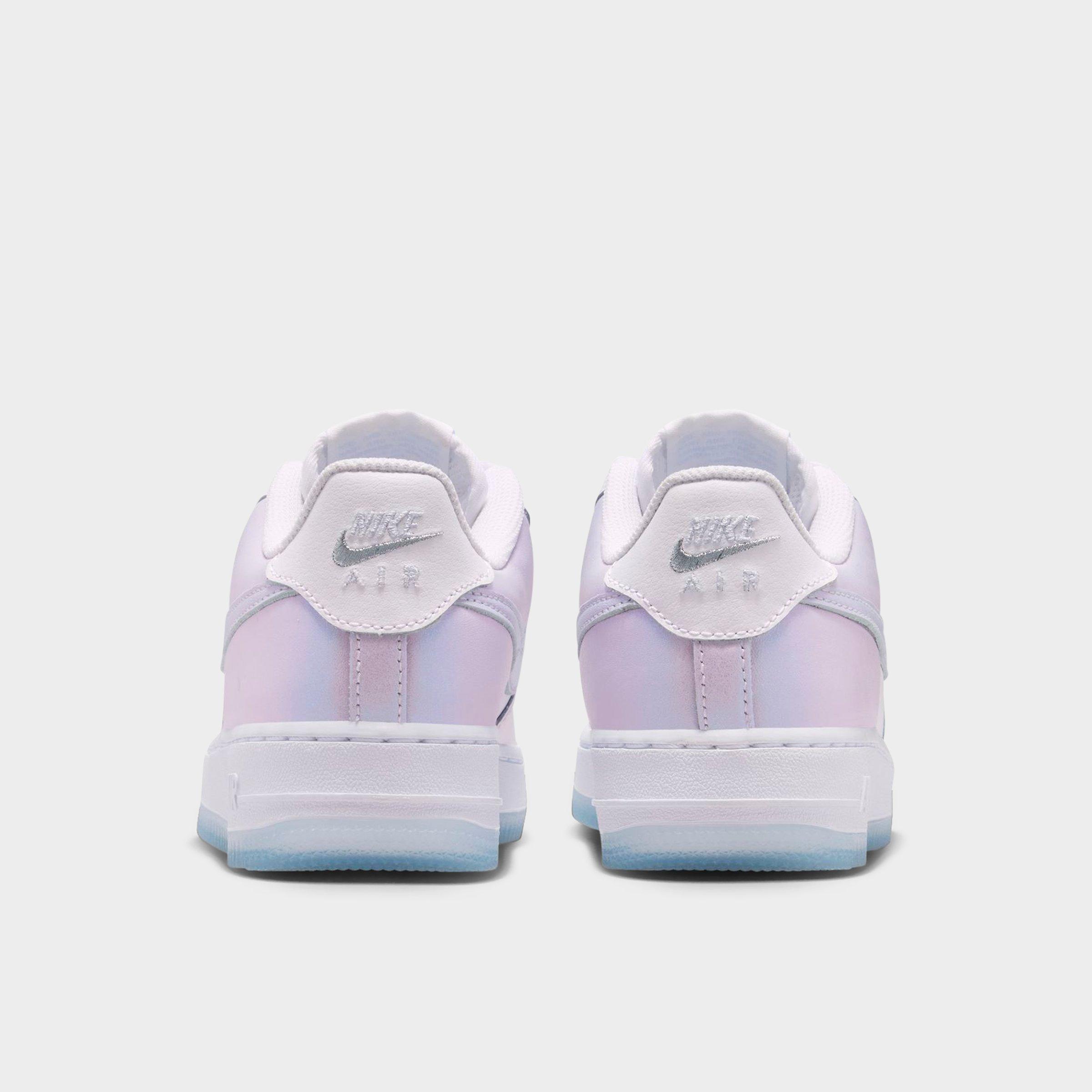 Big Kids' Nithtke Air Force 1 Low Casual Shoes - White/Blue Tint/Metallic Silver - Back view