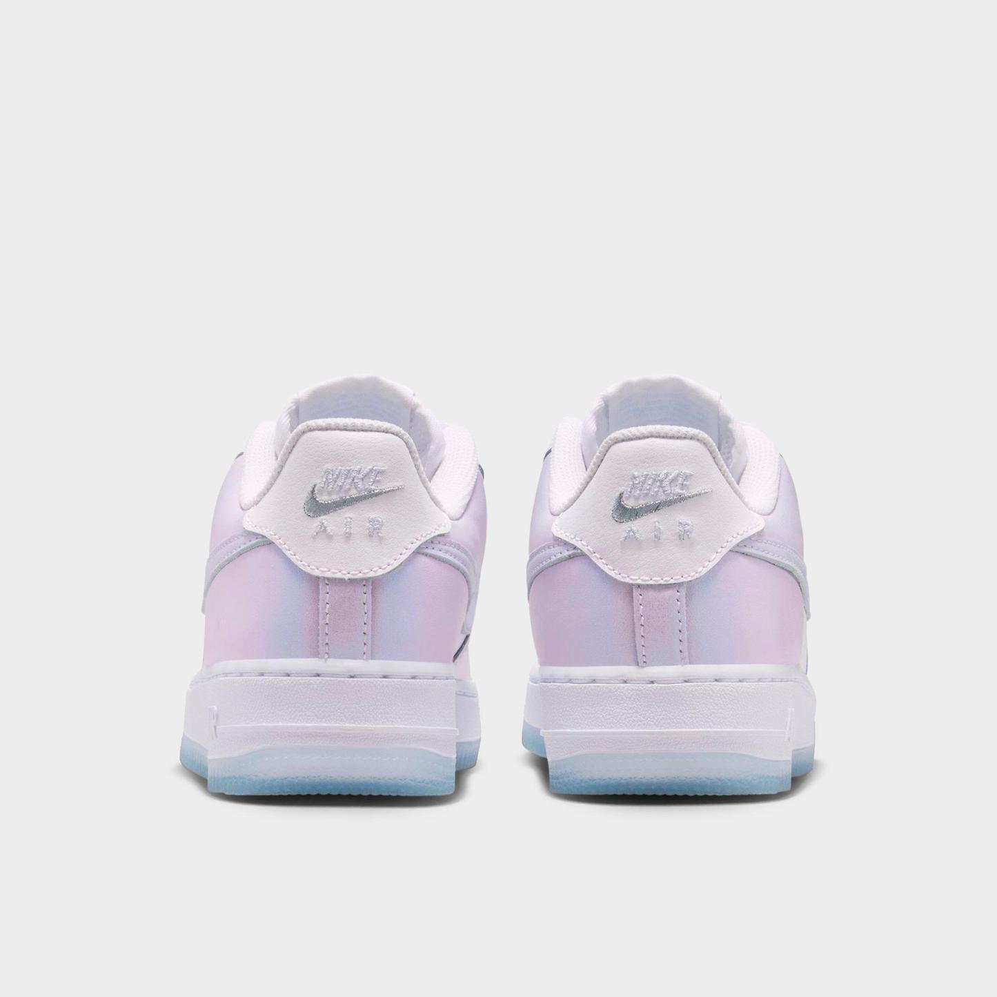 Big Kids' Nithtke Air Force 1 Low Casual Shoes - White/Blue Tint/Metallic Silver - Back view
