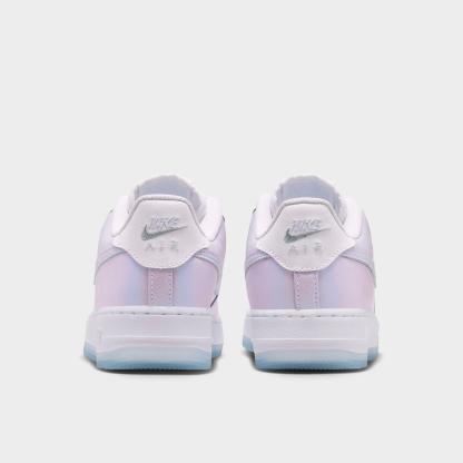 Big Kids' Nithtke Air Force 1 Low Casual Shoes - White/Blue Tint/Metallic Silver - Back view
