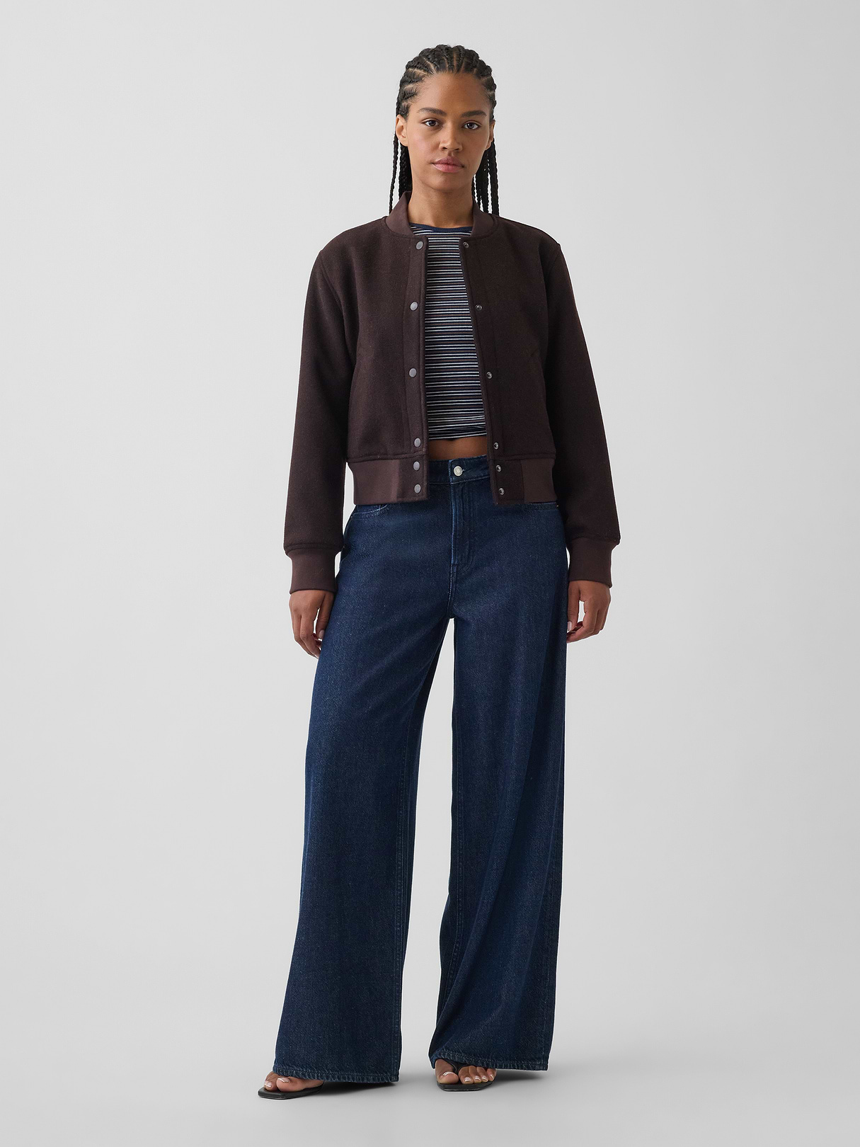 Curvy Mid Rise UltraSoft Baggy Jeans - Dark rinse
