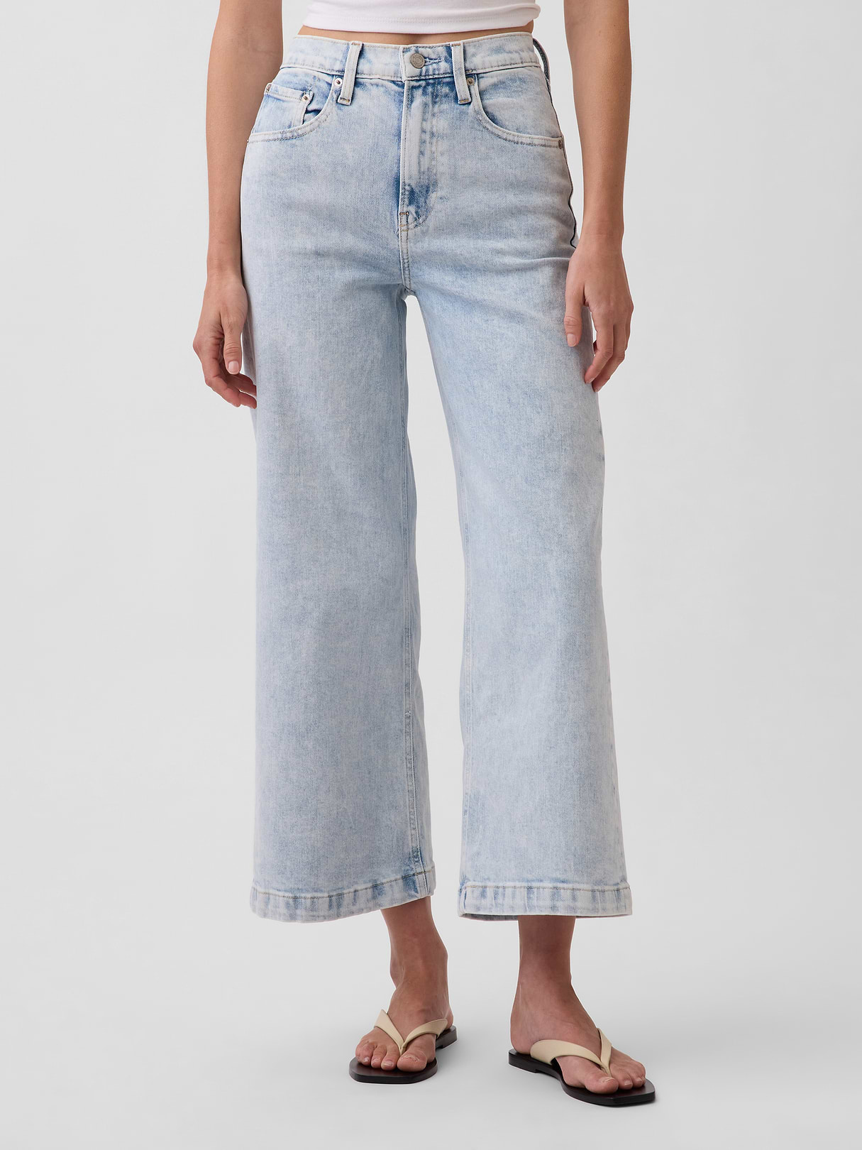 High Rise Stride Wide-Leg Ankle Jeans - Acid wash