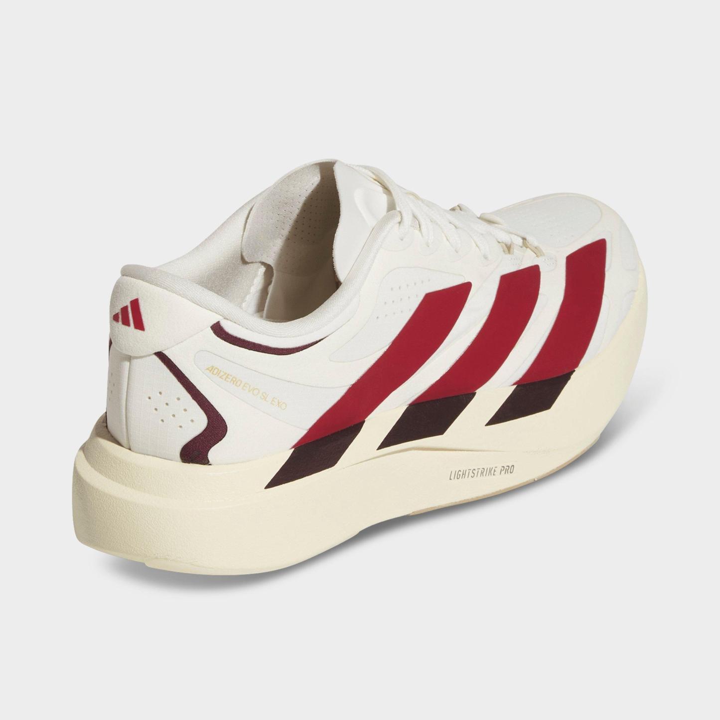 Women's adidas Adizero EVO SL Exo Running Shoes - Part 2 - Core White/Team Victory Red/Cream White - Back view