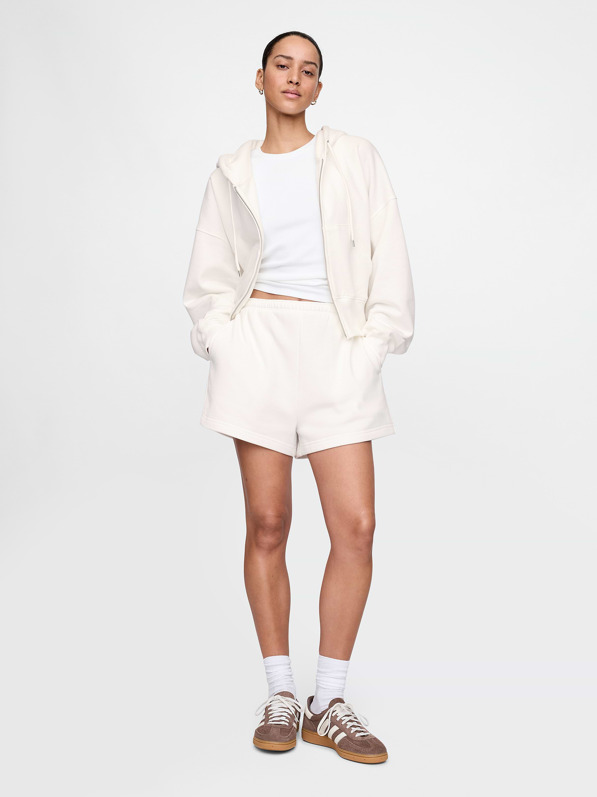 VintageSoft Wedge Zip Hoodie - New off white