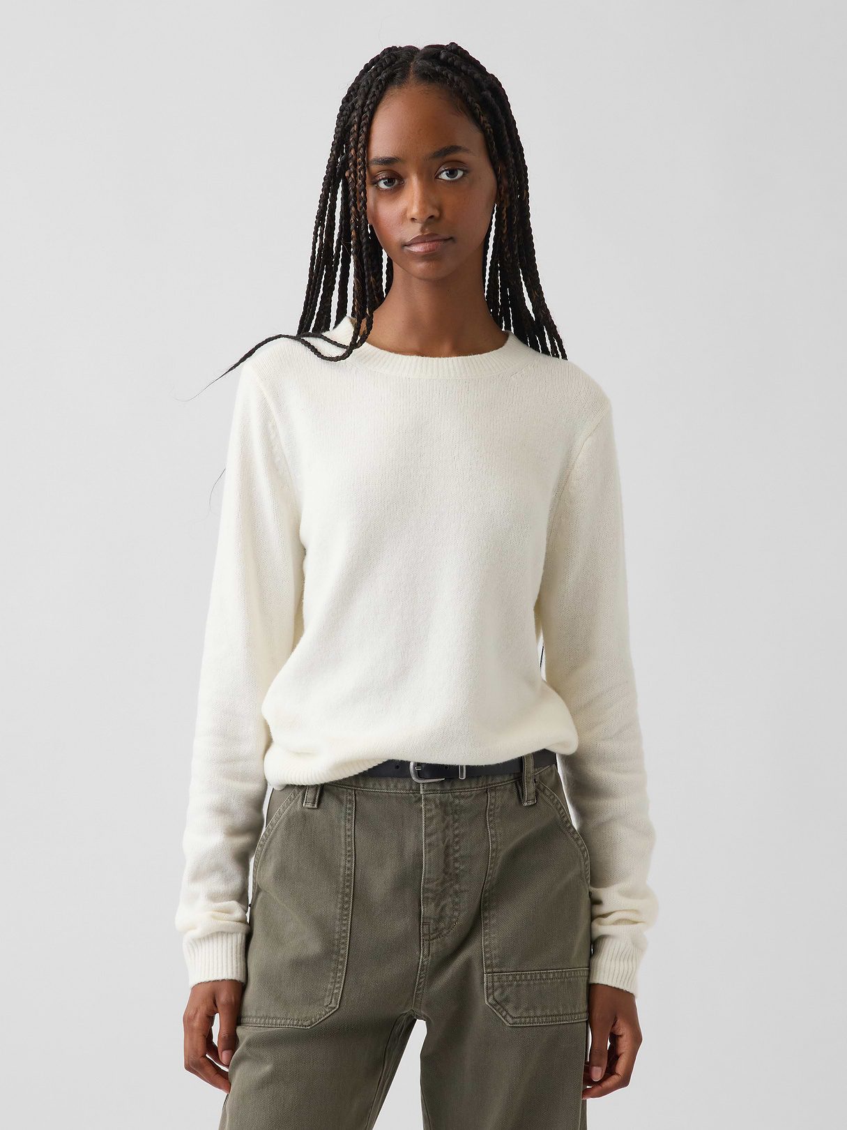CashSoft Crew Sweater - Ivory beige frost