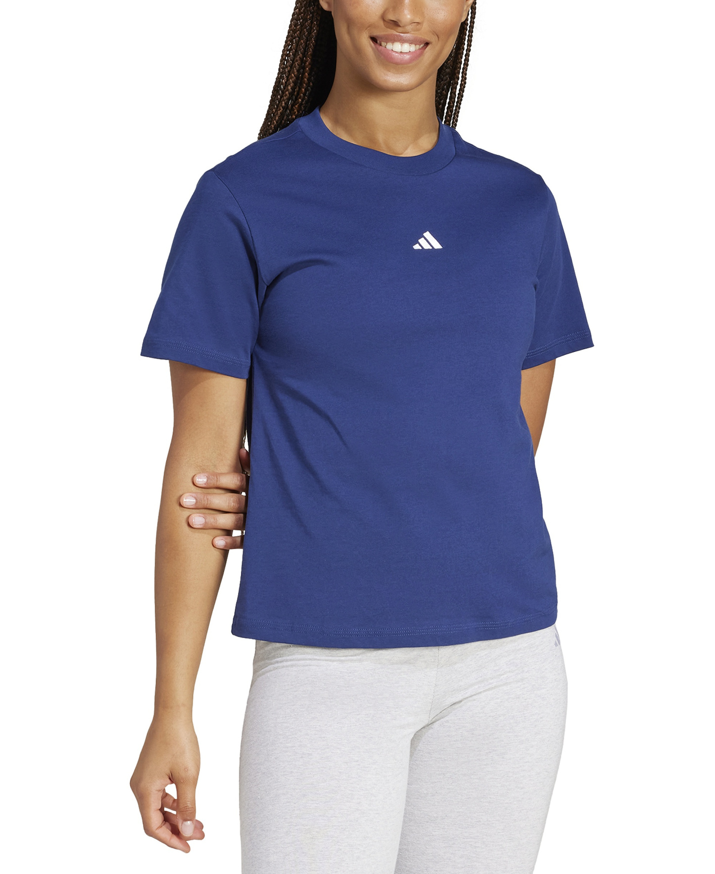 adidas Women's Short-Sleeve Cotton Crewneck Logo T-Shirt - Blue