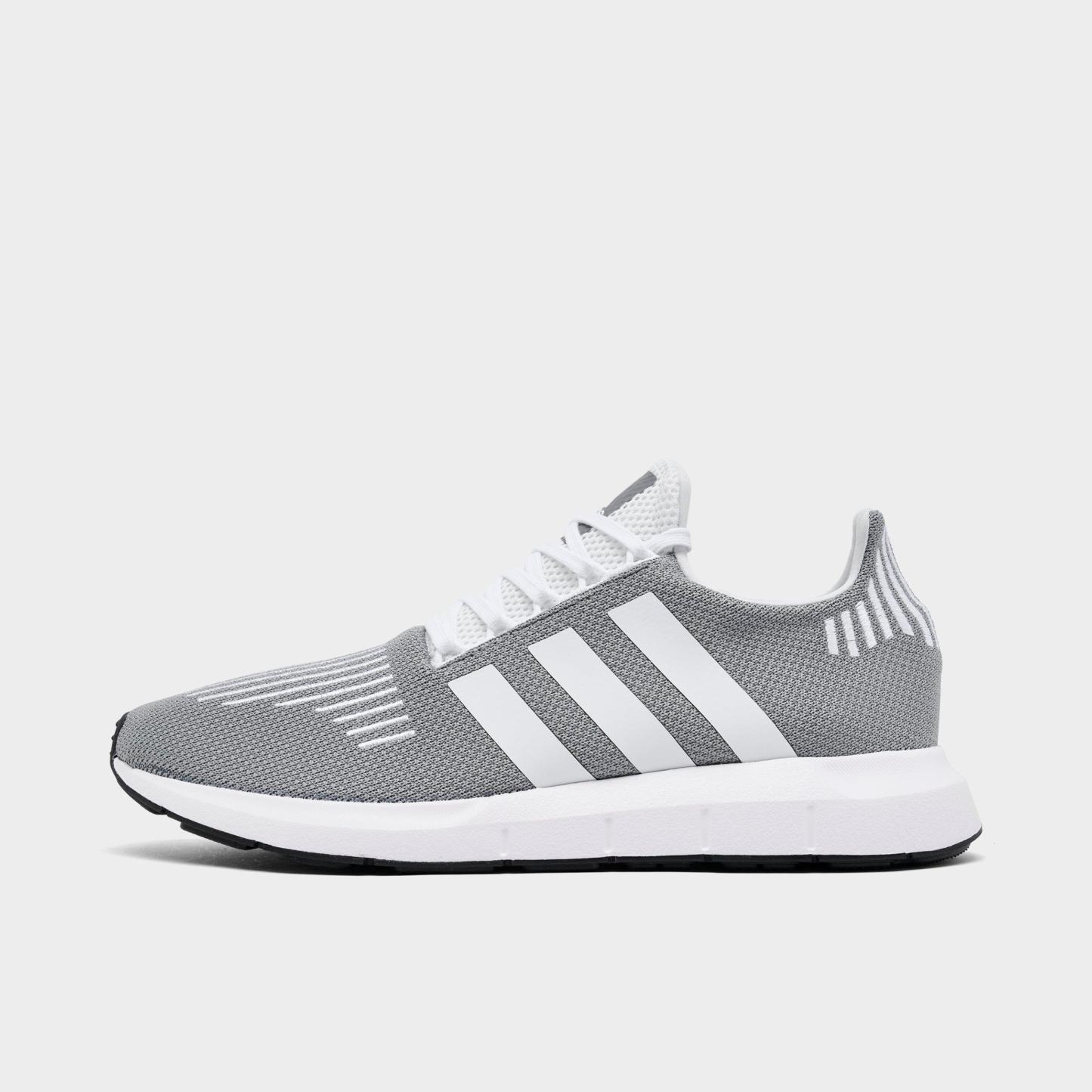 Men's adidas Originals Swift Run 1.0 Casual Shoes - Grey/Footwear White/Core Black - Left shoe facing left. Outside of the shoe.