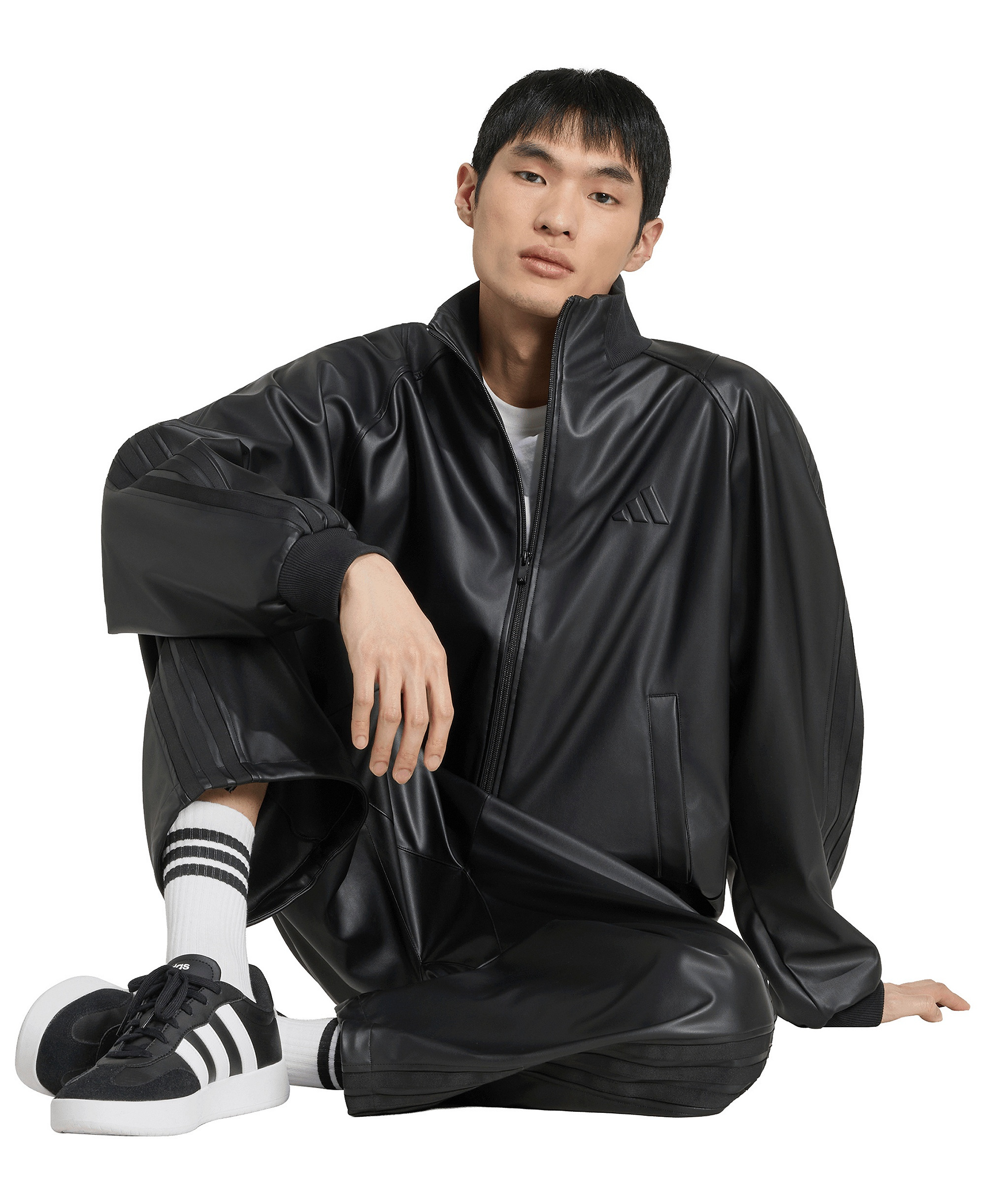 adidas Men's Stadium Faux Leather Pants - Black