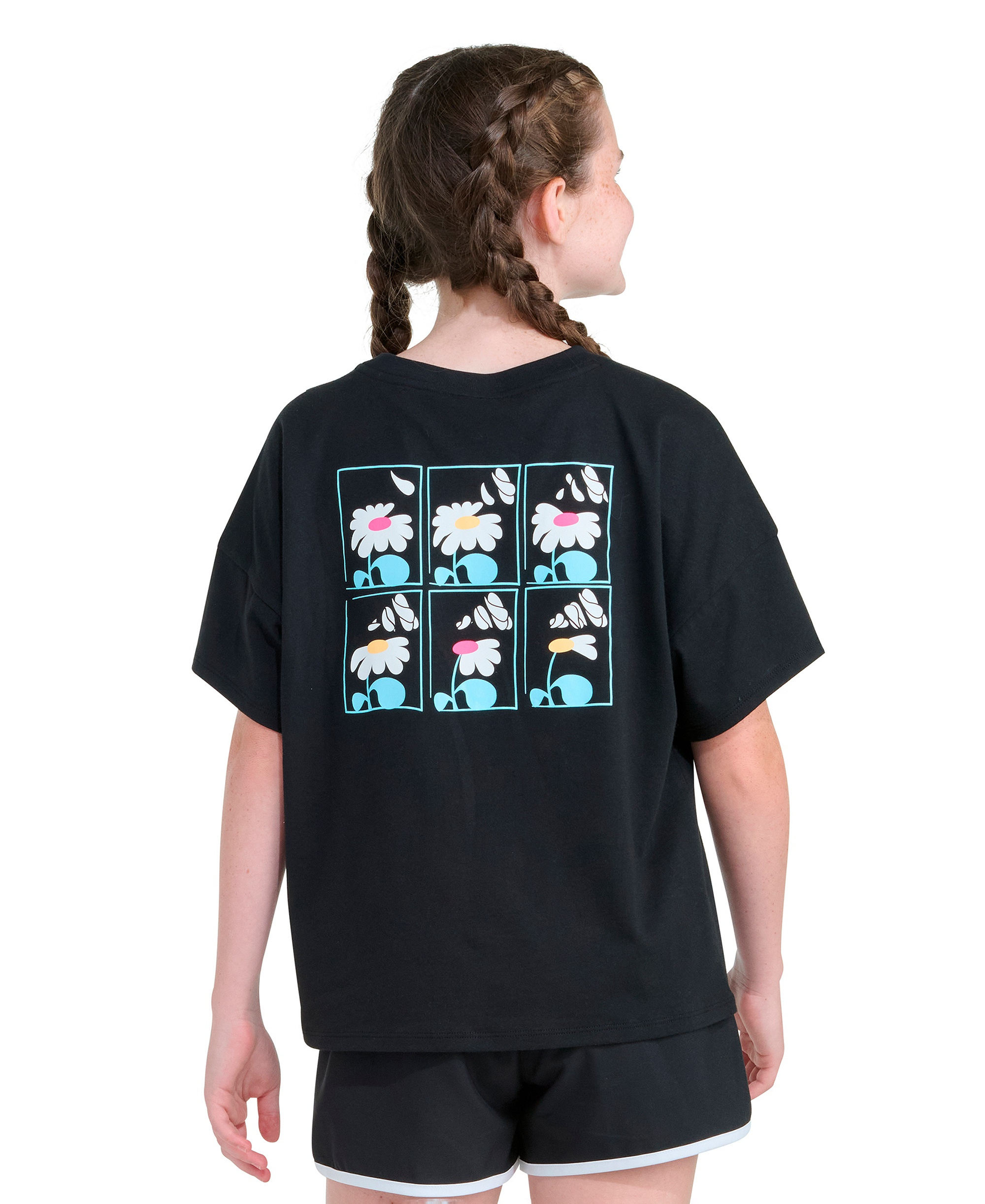adidas Girls' 8-16 Short-Sleeve Drop Shoulder T-Shirt - Black