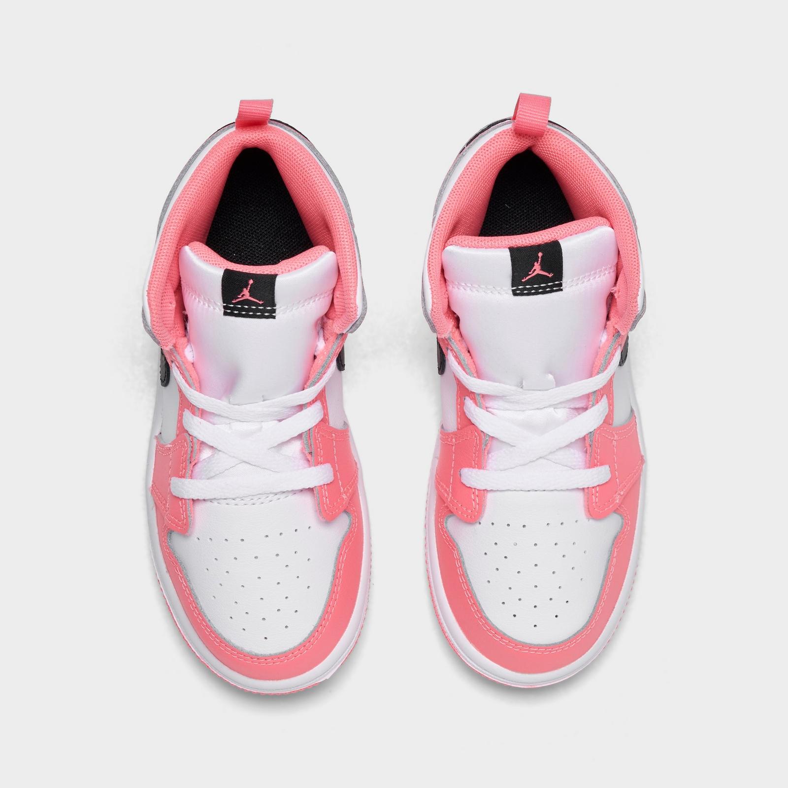 Kids' Toddler Air Jordan Retro 1 Mid Casual Shoes - Pink Gaze/White/Black - view 5