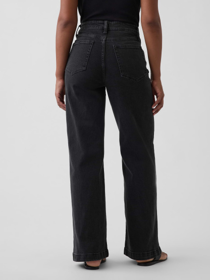 Curvy High Rise Stride Wide-Leg Jeans - Black