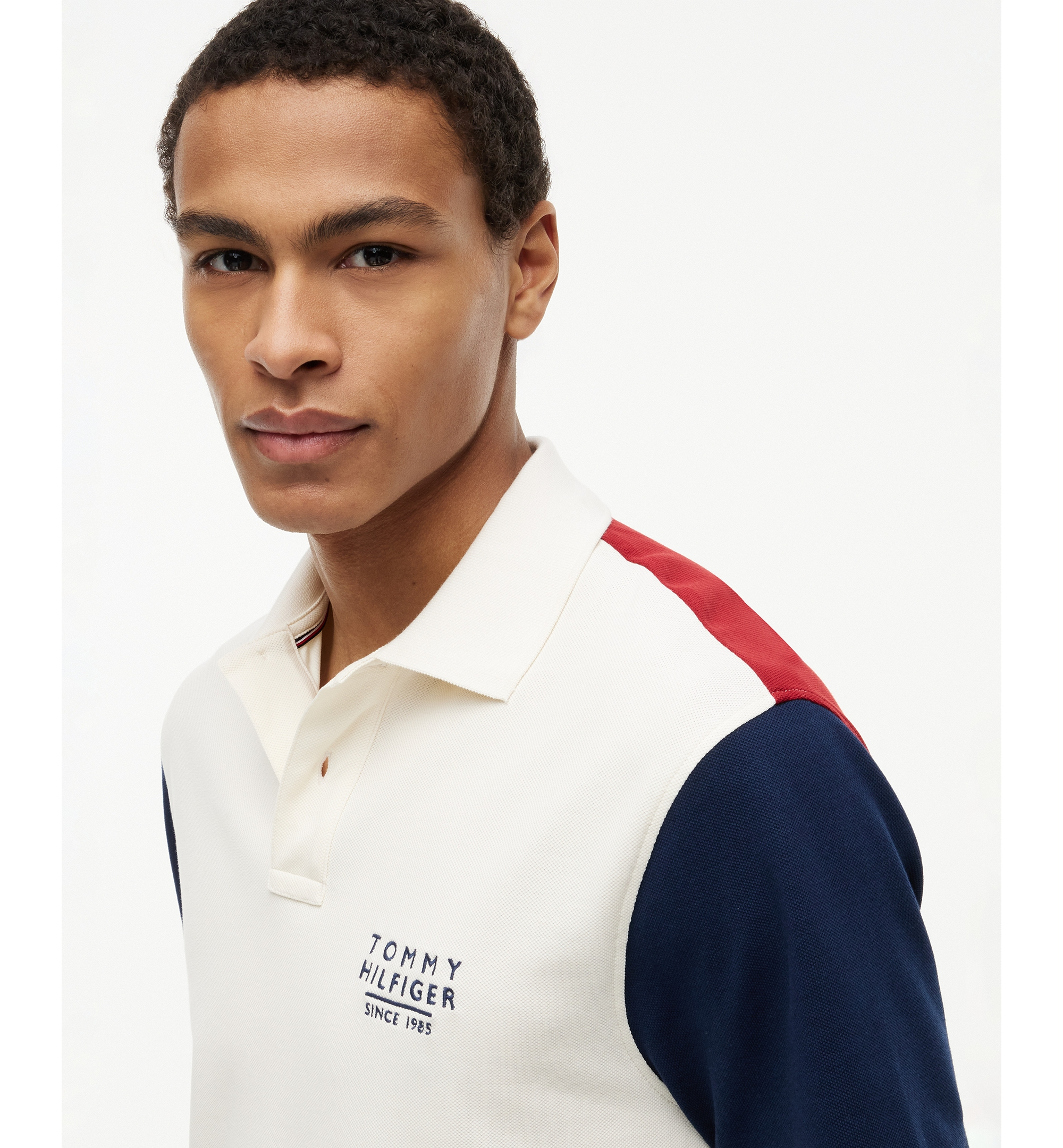 Tommy Hilfiger Men's Color-Block Classic-Fit Polo Shirt - Ivory Petal