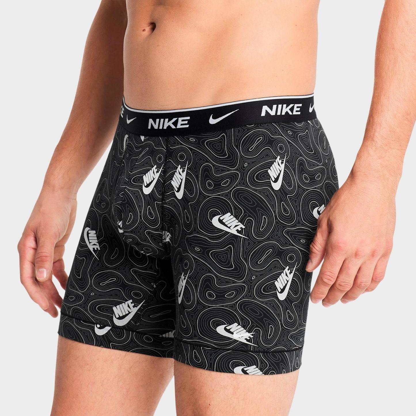 Men's Nike Stretch Cotton Boxer Briefs (3-Pack) - Typograph/Black/Red/Grey