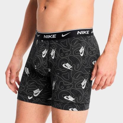 Men's Nike Stretch Cotton Boxer Briefs (3-Pack) - Typograph/Black/Red/Grey