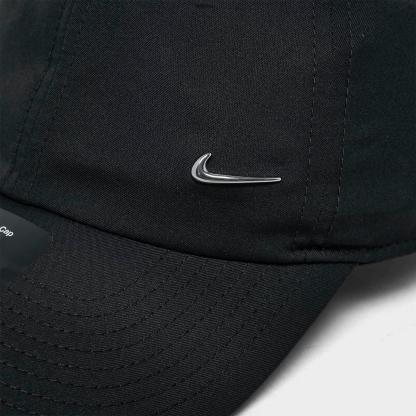 Nithtke Dri-FIT Club Unstructured Metal Swoosh Strapback Hat - Black/Silver