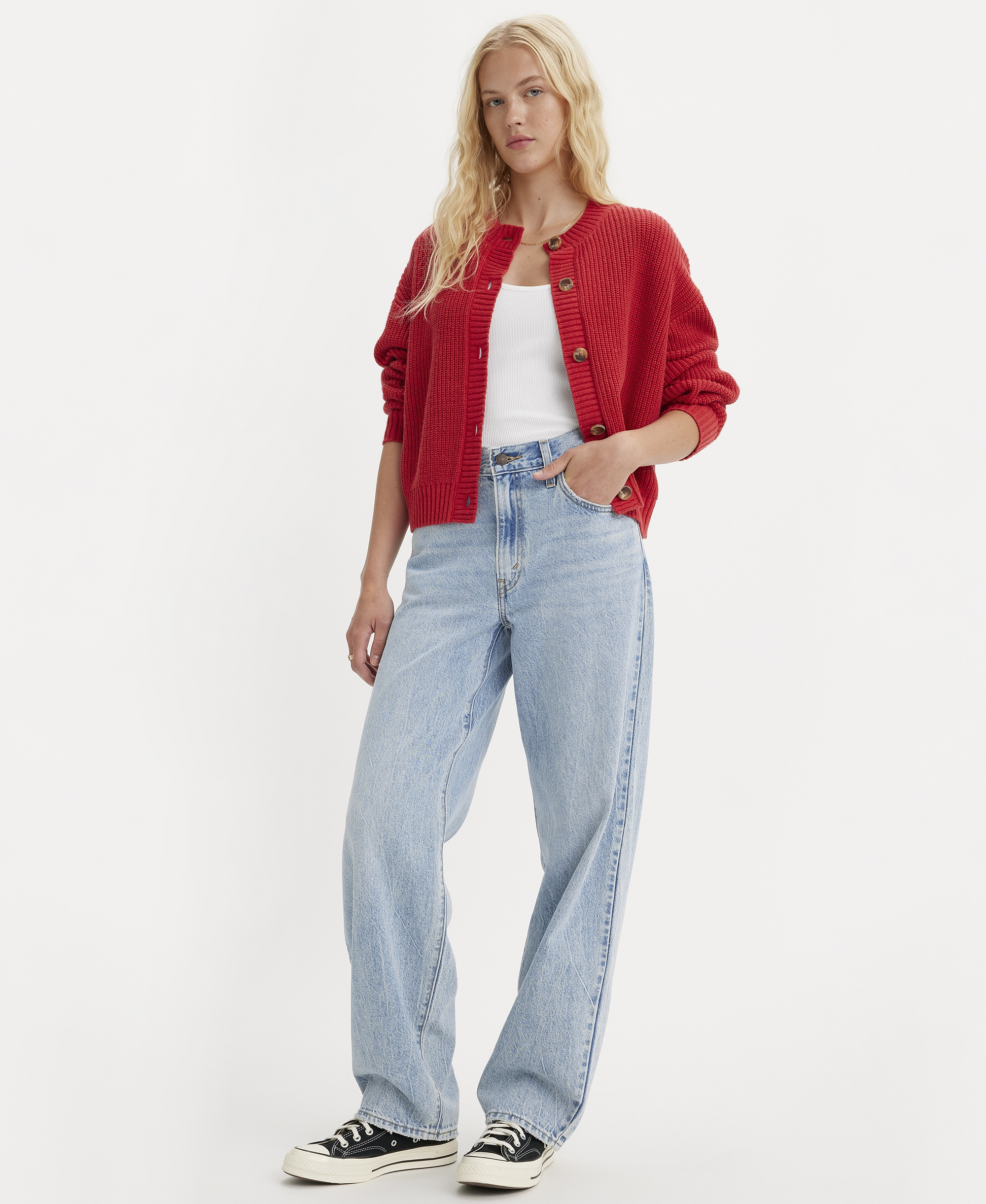 Levi's Premium Women's Mid-Rise Baggy Dad Jeans - Fan Flare