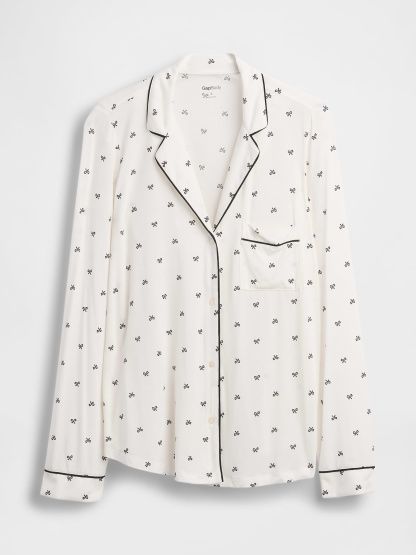 SoftMade Modal PJ Top - Black bow print
