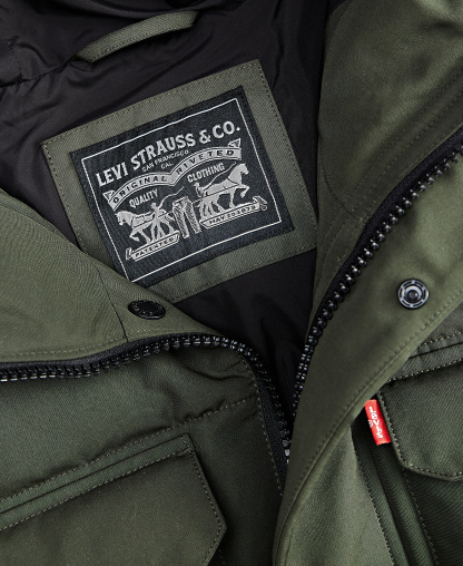 Levi's Men's Quilted Hooded Puffer Jacket - Olive