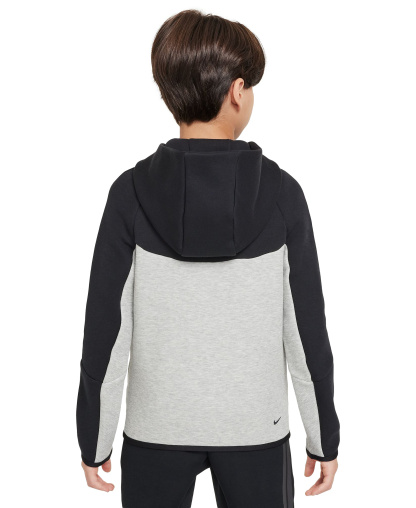 Nike Boys' and Girls' 7-20 Sportswear Tech Fleece Full-Zip Hoodie - Dark Gray Heather/Black