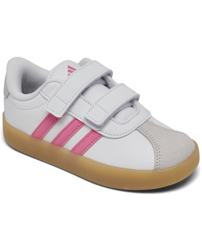 adidas Toddler Girls VL Court 3.0 Fastening Strap Casual Sneakers from Finish Line - White/pink
