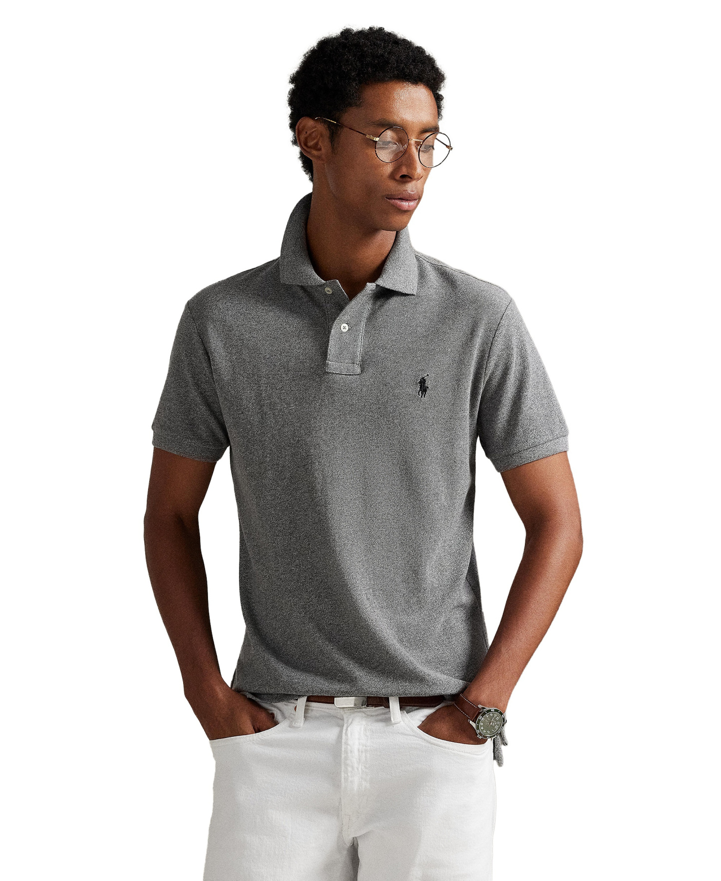 Polo Ralph Lauren Men's Custom Slim-Fit Mesh Polo Shirt - Canterbury Heather