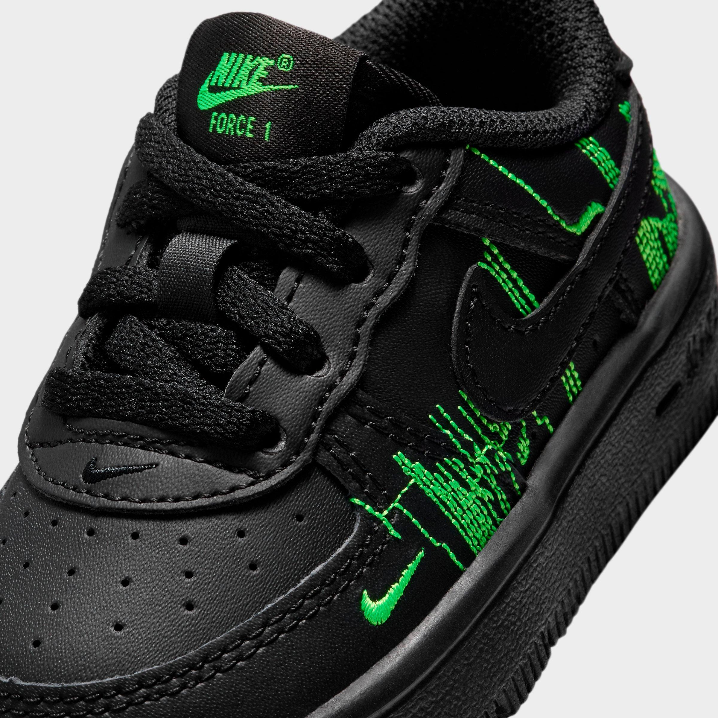 Infant and Kids' Toddler Nithtke Force 1 Low Casual Shoes - Part 1 - Black/Green Strike/Vivid Purple/Black - Detail shot