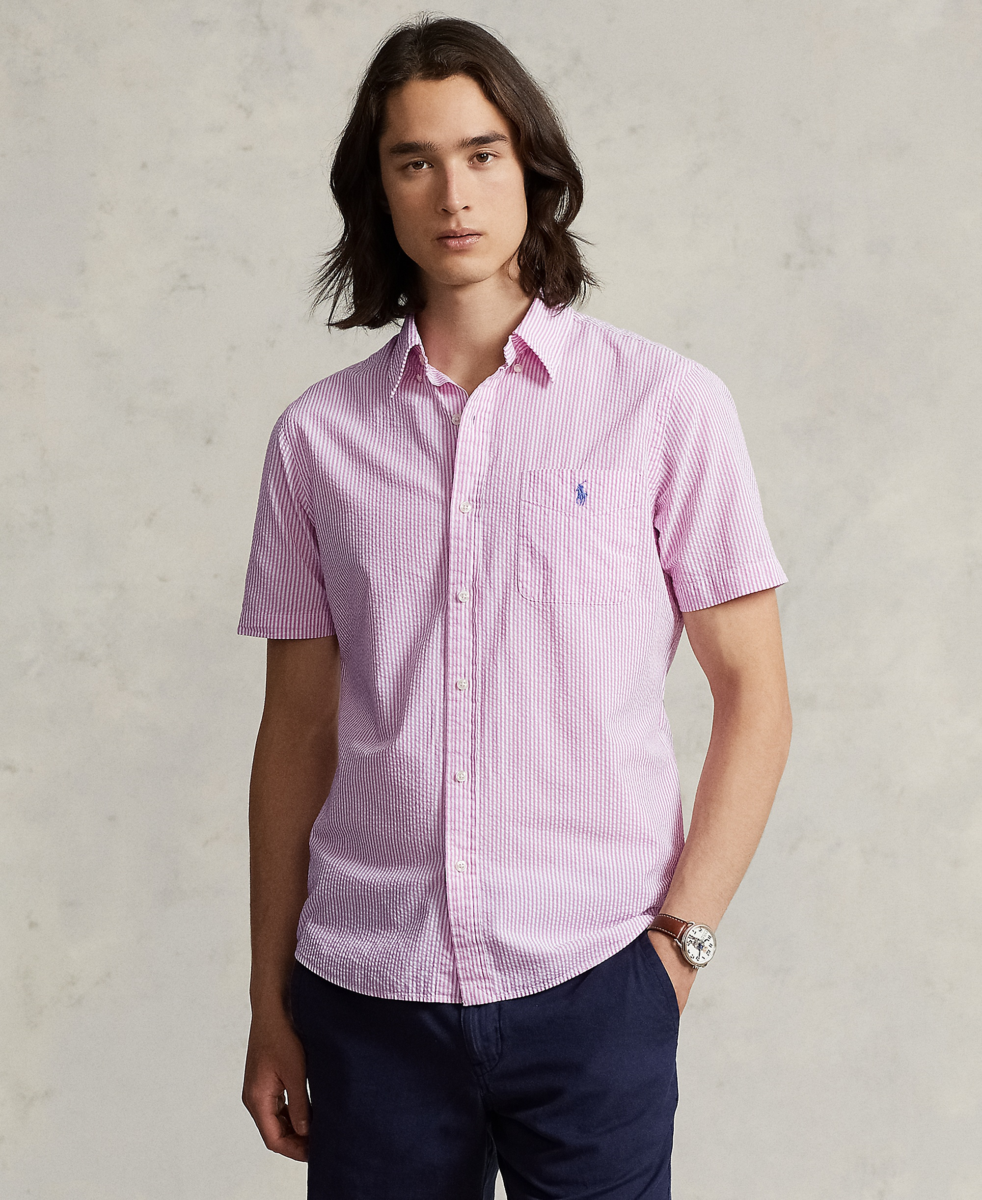 Polo Ralph Lauren Men's RL Prepster Classic-Fit Seersucker Shirt - Rose/White