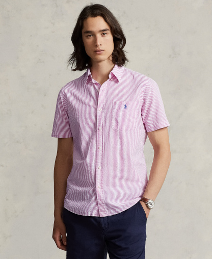 Polo Ralph Lauren Men's RL Prepster Classic-Fit Seersucker Shirt - Rose/White