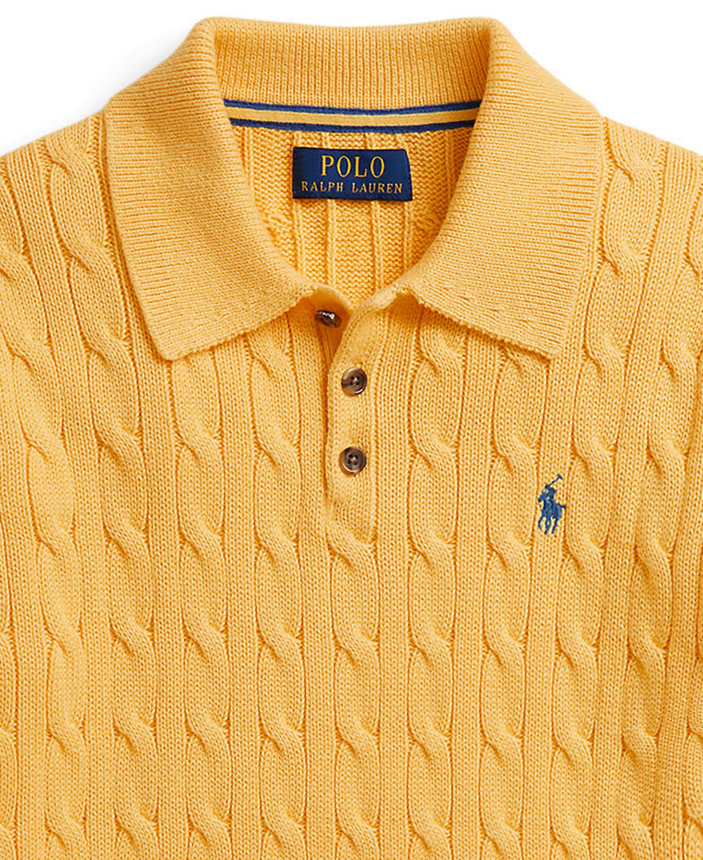 Polo Ralph Lauren Boys' 8-20 Cable-Knit Cotton Polo Sweater - Beach Yellow