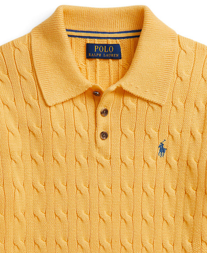 Polo Ralph Lauren Boys' 8-20 Cable-Knit Cotton Polo Sweater - Beach Yellow